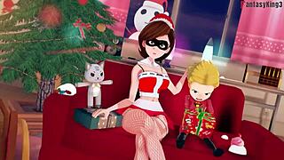 Helen Parr as Elastigirl Sucks the Wrong Santa in The Incredibles Full Fantasy Movie.