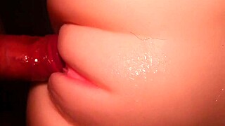 Intense close-up fucking of hairless pussy with toys