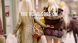 Jessie and Lola finger shaved pussies in hotel room