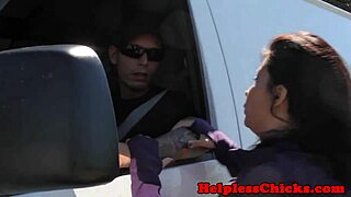 uhh, this hitching teen got throatfucked hard by her master outdoors