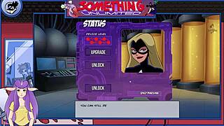 I love that redhead hentai game with big tits and muscular bodybuilder