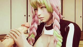 Mitsuri Kanroji from Demon Slayer in raw uncensored anime hentai. Her curves steal the show.