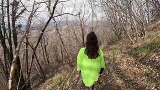 Perfect ass walks naked in woods