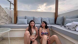 Colombian Amateur Masturbates Wet Pussy In Public With Lesbian