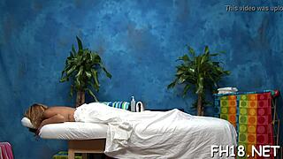 Cute teen bitch’s tight backdoor hole stuffed by thick cock during massage