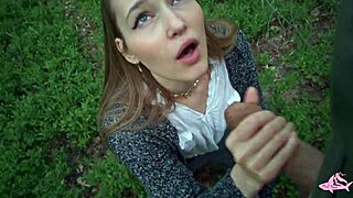 powerful cumshot all over the face of a sexy nymphomaniac in the forest part 2, what a mess!