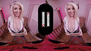 VRcosplayX com Spider Gwen Blows You with Her Mouth and Pussy in VR Porn.