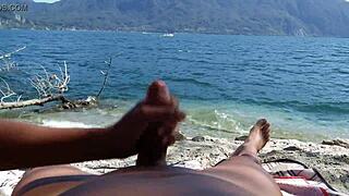 wife jerks and sucks on public beach while watched