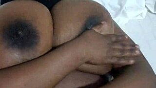 Big tits ebony whore fingers her sloppy ass with toys 😍