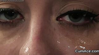 this flirty stunner gets a cumshot on her face, swallowing every drop