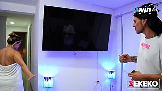 step-sister bangs delivery guy while home alone