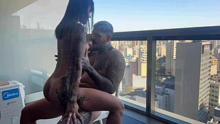 my sister-in-law surprised me with a panty visit on the hotel balcony 😏