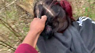 Emo Slut Fucked on Tree Stump in Rough Public Action