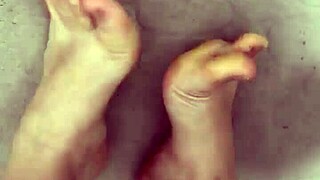 I remove my nylon and shower, letting water caress my toes in this foot fetish.