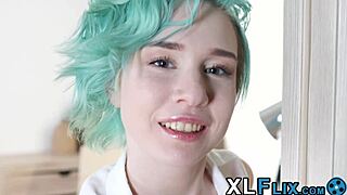 Emo teen takes cock inside her butt in missionary position