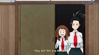 Two teen 18+ girls are gagging on big black cocks in this My Hero Academia hentai gangbang.