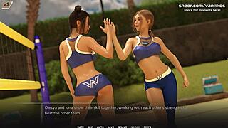 Busty young 18+ babe handjob and tit job in public college shower taboo university steam game 3d animated hentai game part 2