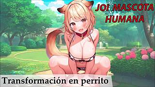 spanish joi turns you into a sexual slave puppy outdoors.