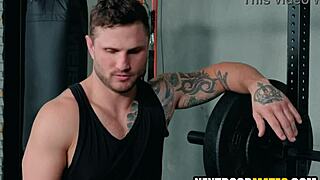 Massive cock dominates hot gay sex in gym