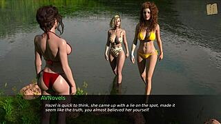 Hot brunette flirts, 'Back to pleasure!'