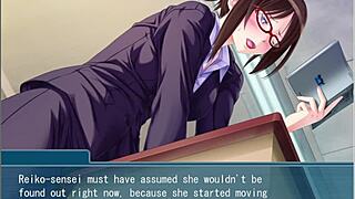 beautiful female teacher bound in hentai bondage game masturbating