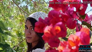 Petite Asian Teen Hannah Le Strips Naked on Relaxing Ranch for Playboy