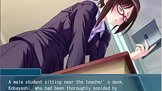 beautiful female teacher bound in hentai bondage game masturbating