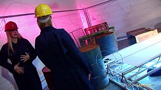 Blonde Girls in Stockings Riding Cowgirl with Cum on Tits