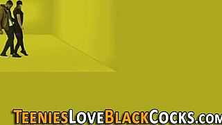 Blonde teen bent over for huge interracial cock pounding