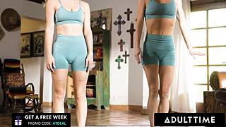 Stepmom Serene Siren Seduces Stepdaughter Jazlyn Ray for Rough Lesbian Sex in Yoga Session