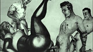 Vintage erotic sketches with sensual drawn details