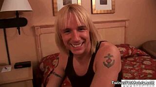 cute blonde twink gets naked and has gay sex