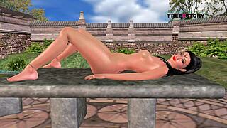 In This Animated 3d Cartoon, A Cute Indian Girl Lays Down And Masturbates With A Carrot