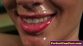 Wow, this brunette makes the assistant cum so sloppy!