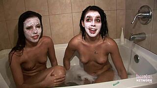 Private home video of naked bffs makeover night in shower