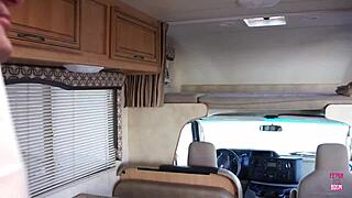 a brunette with big tits got her cunt drilled rough on the counter in doggystyle