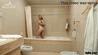 girl with bubble butt moans while using vibrator on her small tits and curvy ass in the shower