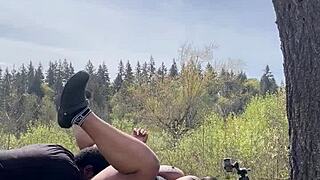 Sexy Chubby BBW Remi Riding BBC Hard on Giant Rock