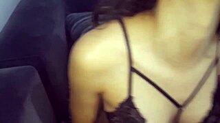 Pregnant ex-girlfriend jerks off my big cock with her tits