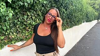 mila comes back with glasses for hard sex