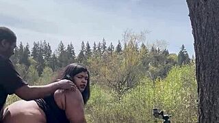 Sexy Chubby BBW Remi Riding BBC Hard on Giant Rock