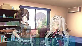 in the dorm, the princess from the game makes out with her roommate in this anime episode