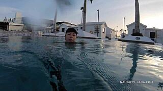 Hell Yeah! My transparent wet swimwear flashes at public pool!