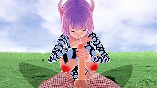 hey, check out this 3d hentai babe with big ass and tits in fishnet riding hard