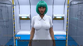Stranded in space, curvy cutie wakes to thrill