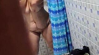 hidden cam catches mature venezuelan neighbor in shower