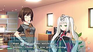 in the dorm, the princess from the game makes out with her roommate in this anime episode