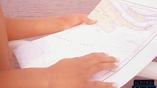 Exotic playboy model undresses naked outdoors and on a boat, clothes ripped