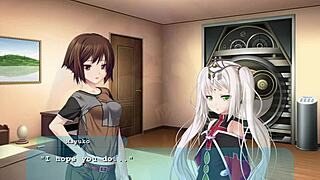 in the dorm, the princess from the game makes out with her roommate in this anime episode