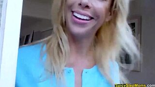 My blonde stepmom’s huge tits are my go-to playthings